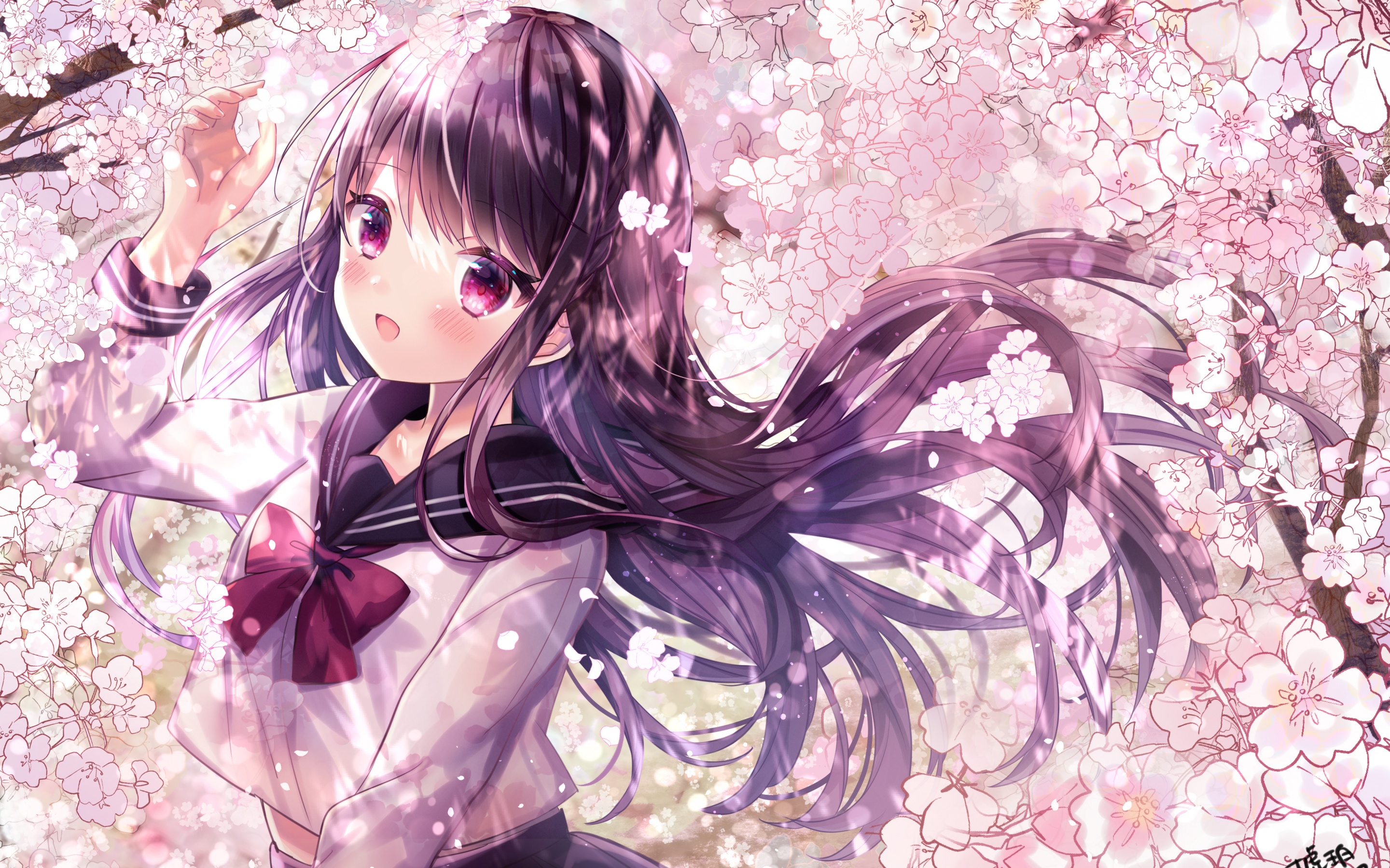 Anime girl Wallpaper 4K, Girly, Pink