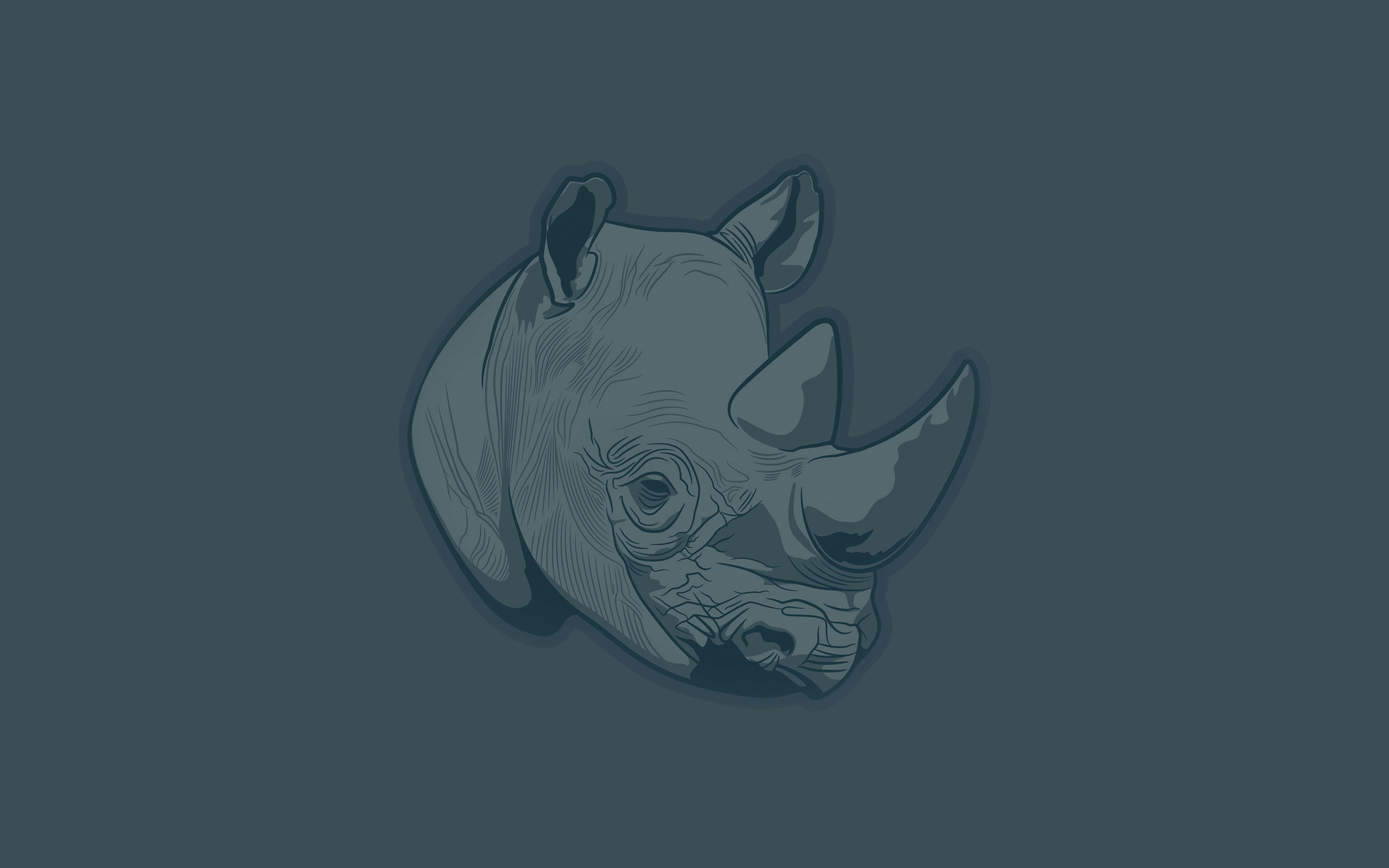 wallpaper for desktop, laptop. thoughtful rhino blue minimal illust art