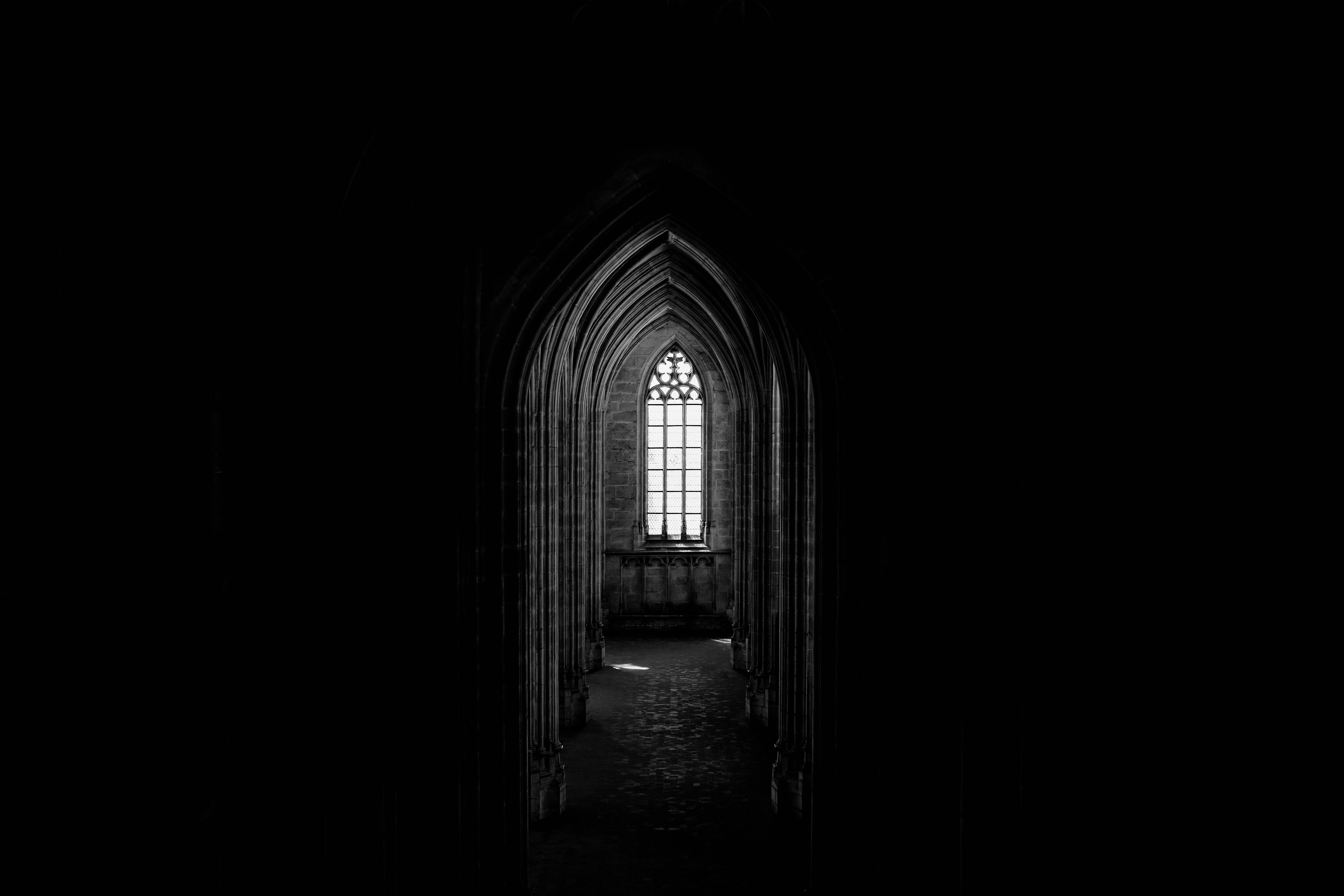 Mobile wallpaper: Corridor, Arch, Window, Architecture, Dark, 135130 download the picture for free