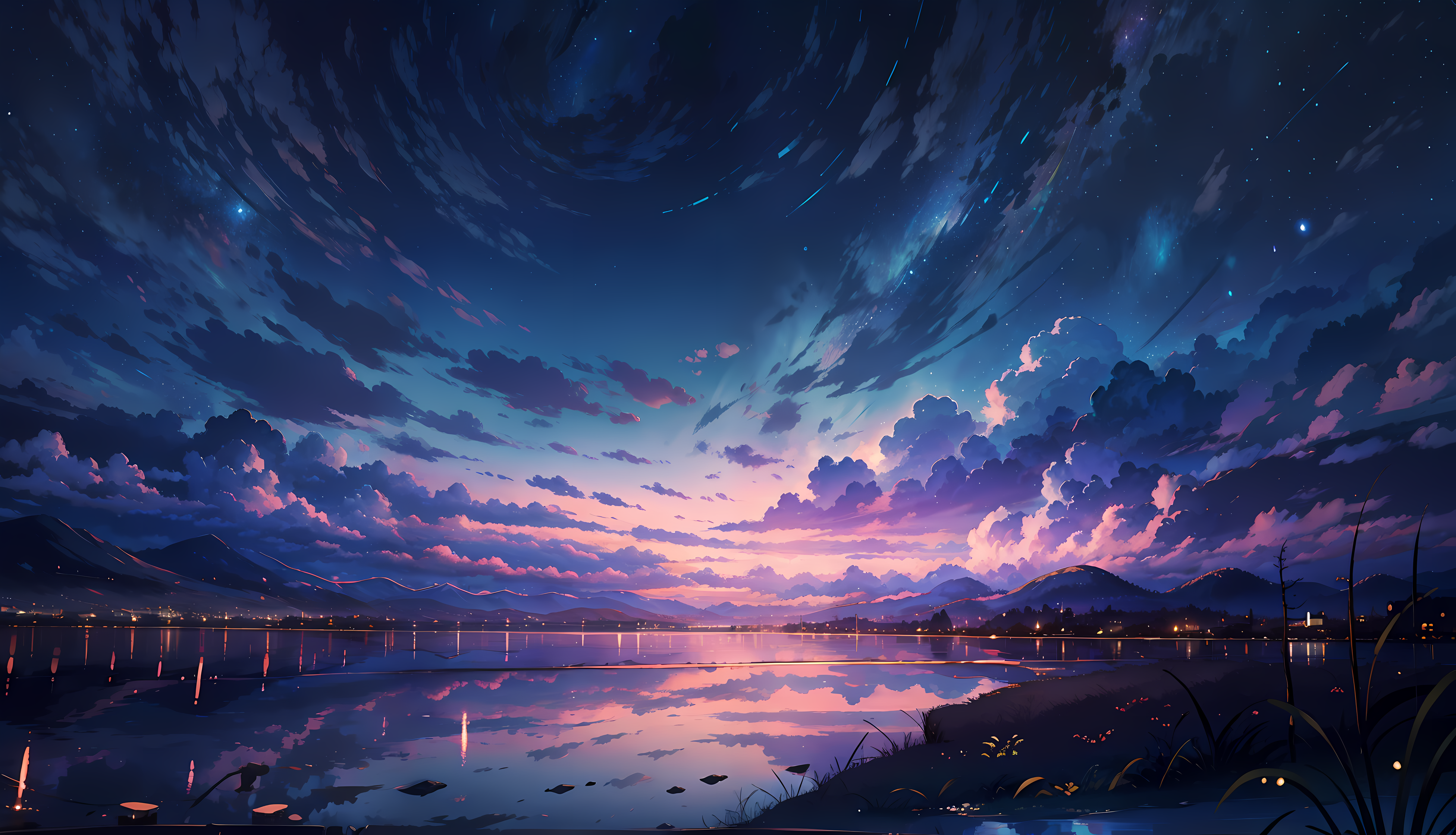 Anime Landscape, Scenic, Moon, Painting, Sky, Anime Landscape Phone HD  phone wallpaper | Pxfuel