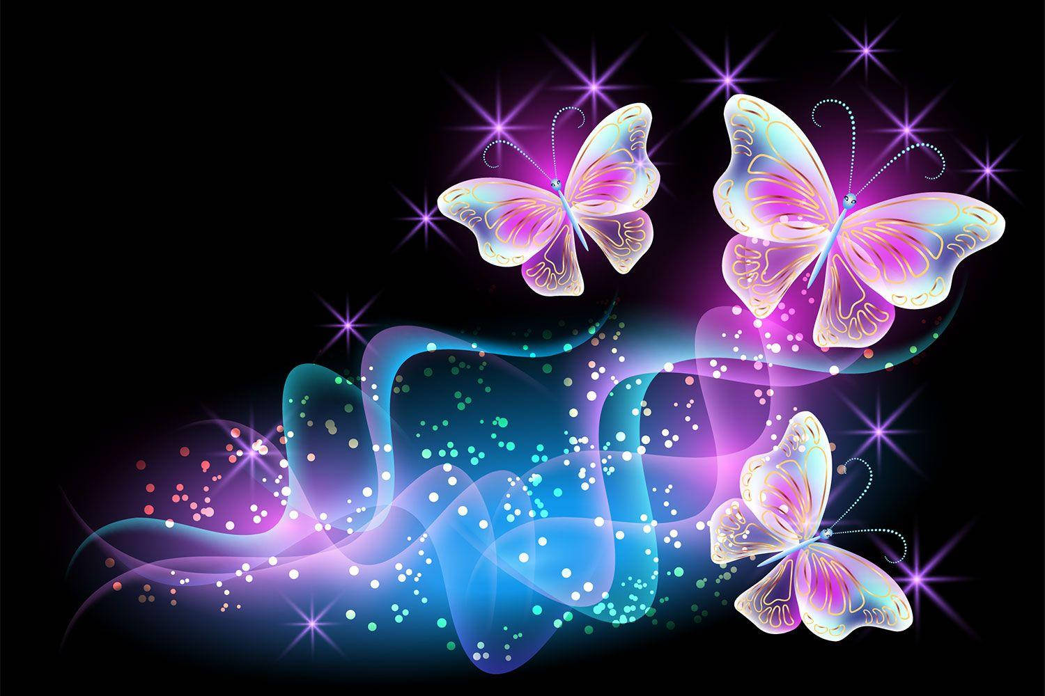 Download Neon Pink Butterflies With