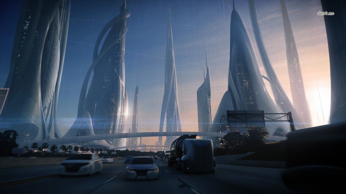Futuristic mega city HD wallpaper