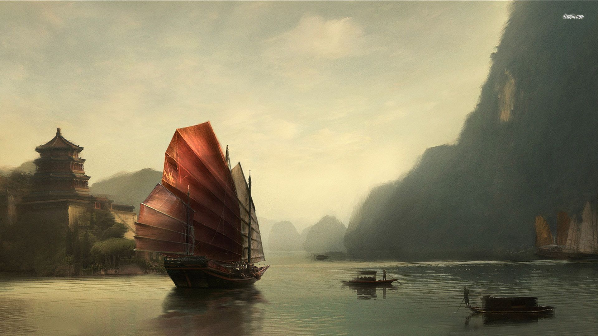 Old China wallpaper. Concept art world