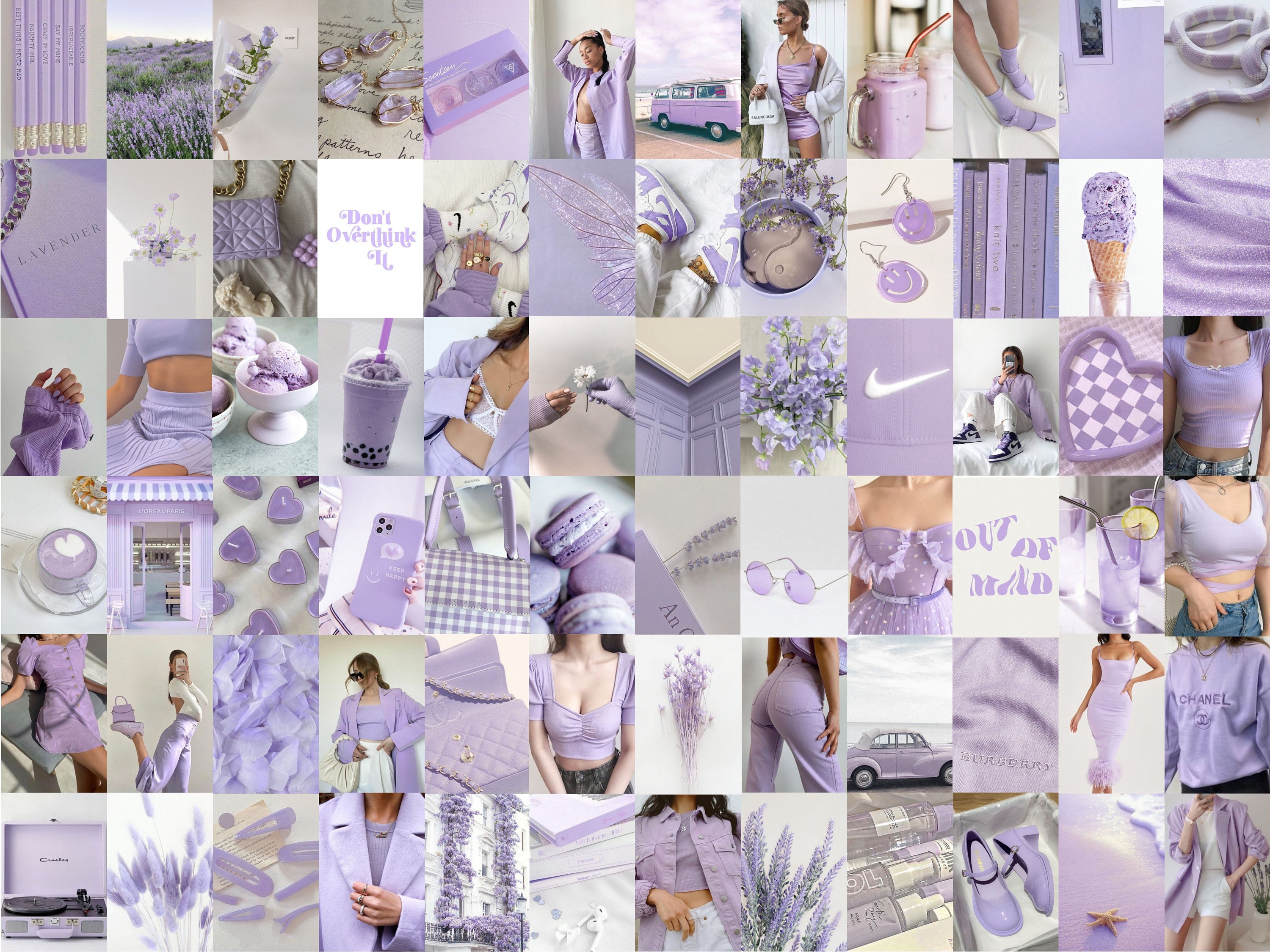 Lavender Collage Kit, Pastel Purple Wall Collage, Lilac Aesthetic Collage, Purple Photo Collage, Lavender Wall Decor digital Download
