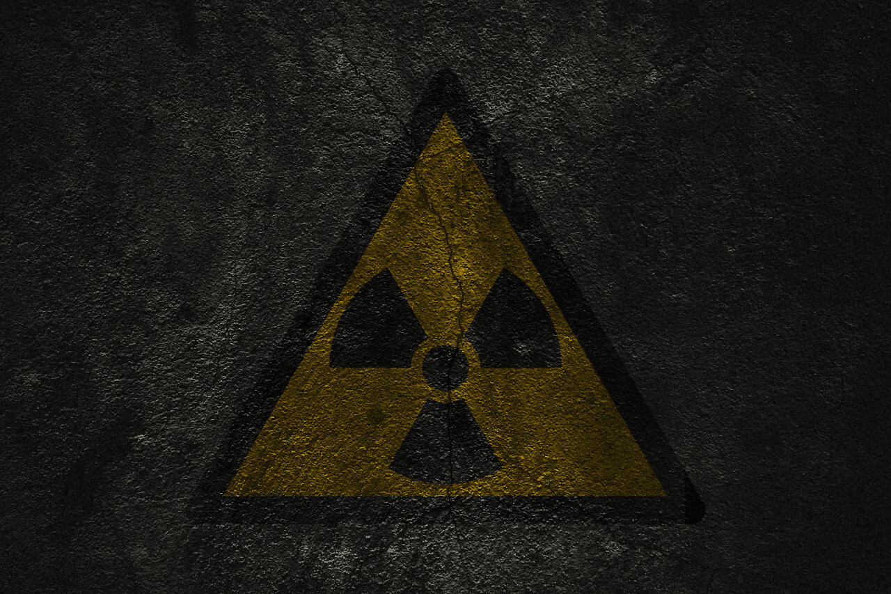dark grunge radioactive symbol background. Free