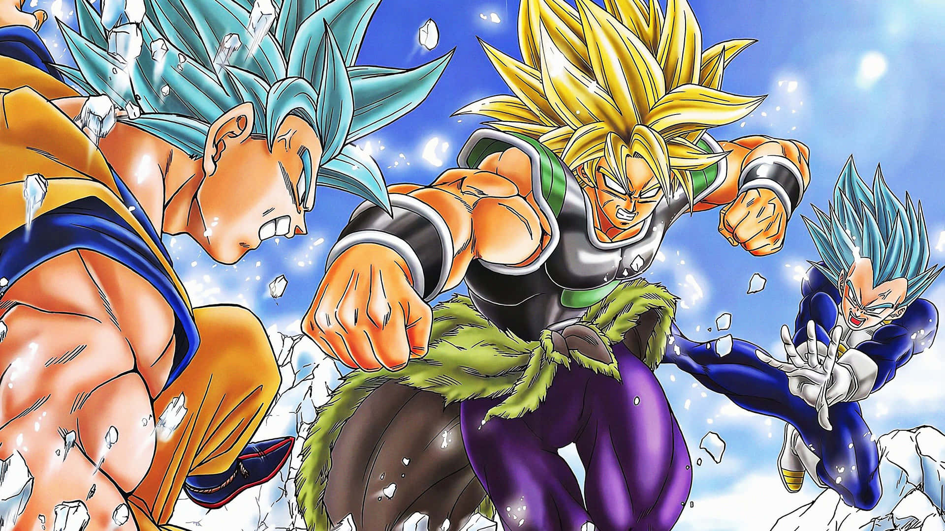 Download Intense showdown between Vegeta and Broly in Dragon Ball Wallpaper