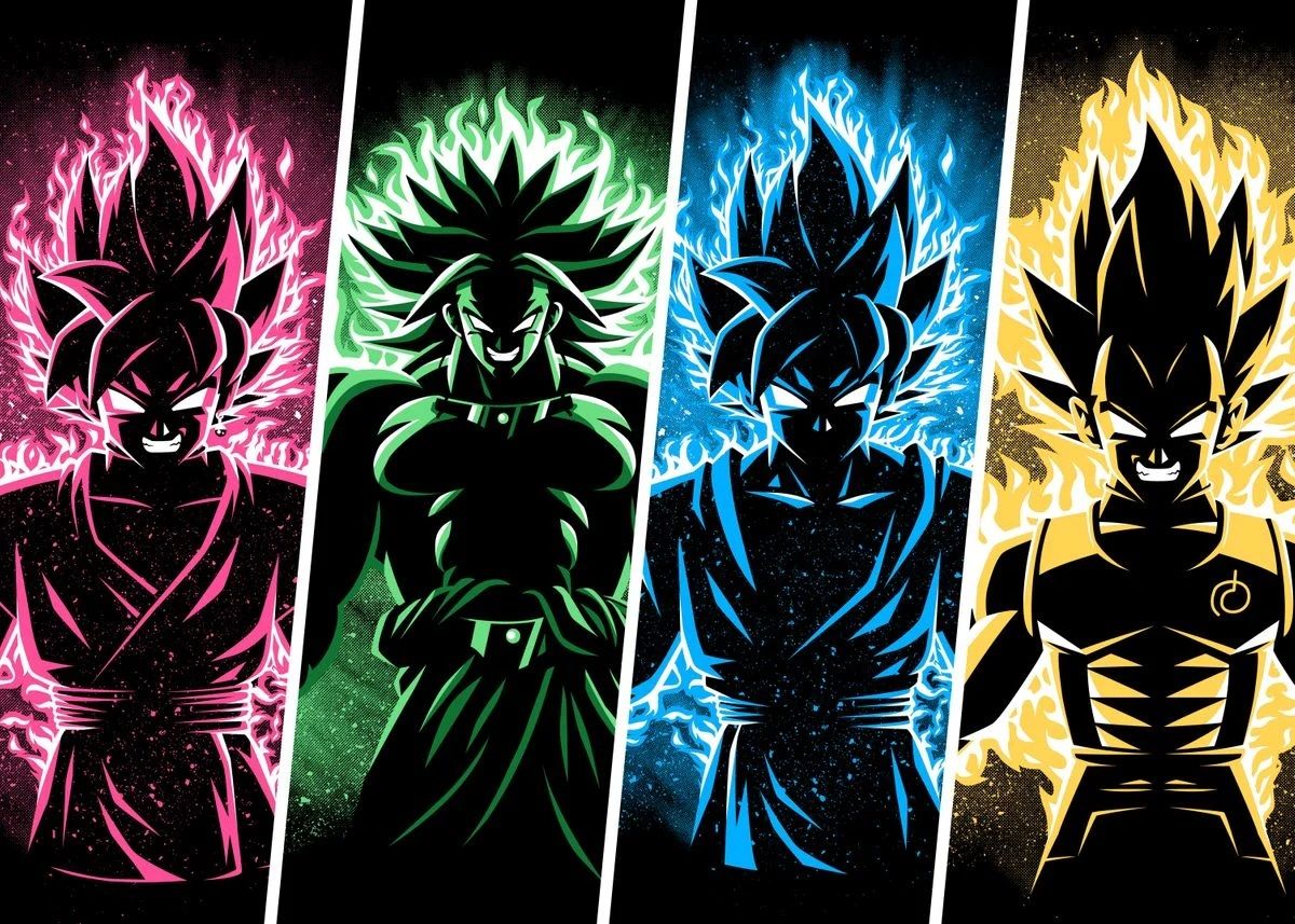 broly, goku, vegeta, black goku. Dragon ball art, Canvas prints, Canvas art prints