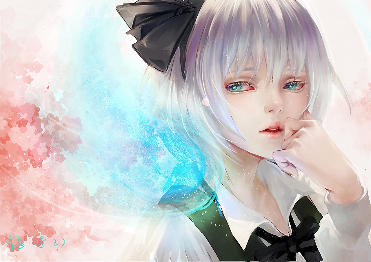 Desktop Wallpaper Touhou Collection konpaku youmu Anime Girls bow