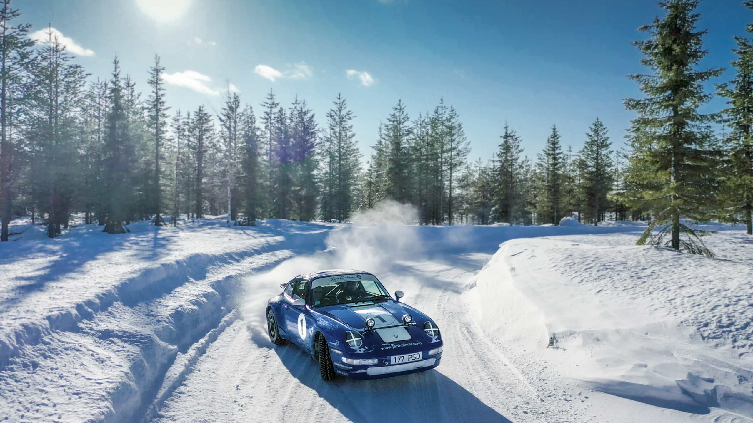 Porsche 911 ice driving in Santa's back garden this January. London Daily News