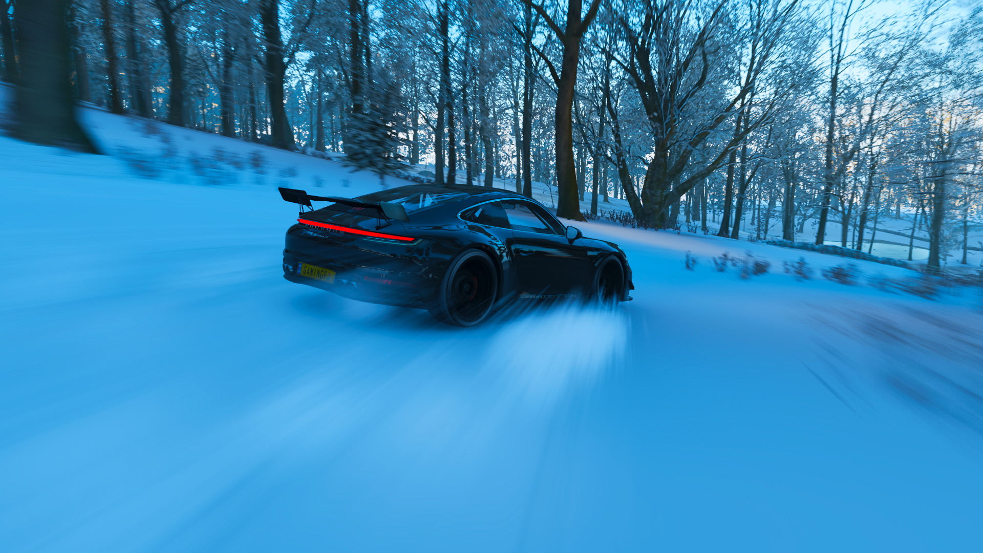 Forza, Forza Horizon 4, Porsche, Porsche 992, Porsche 911, video games, screen shot, winter, driving, drift, trees, Turn, carx1080 Wallpaper