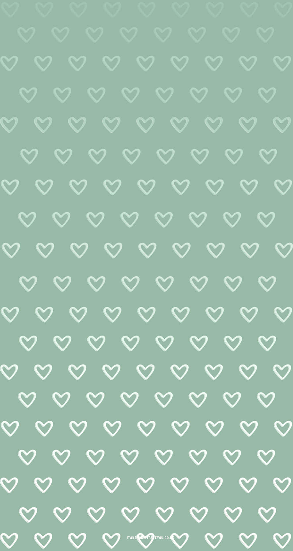 Download Sage Aesthetic Faded Heart Pattern Wallpaper