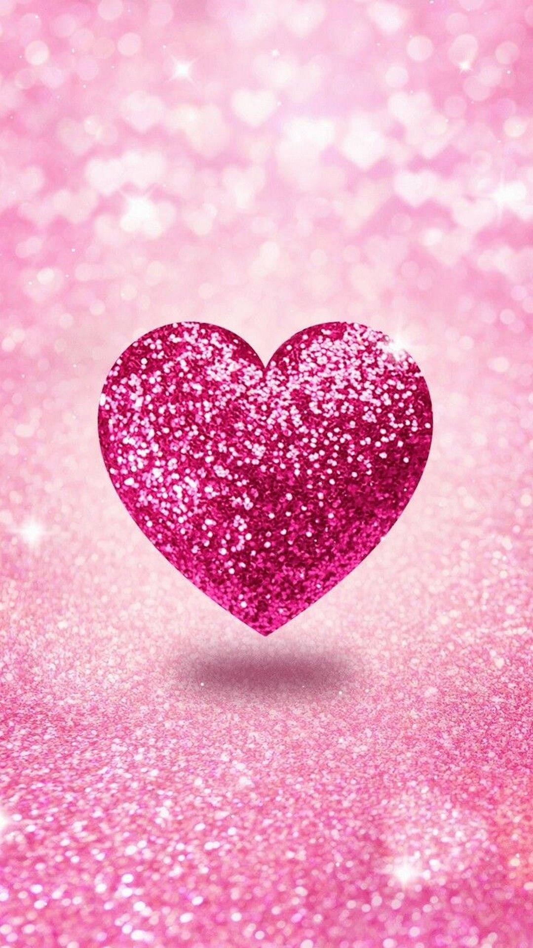 Download Glittery Pink Heart Wallpaper