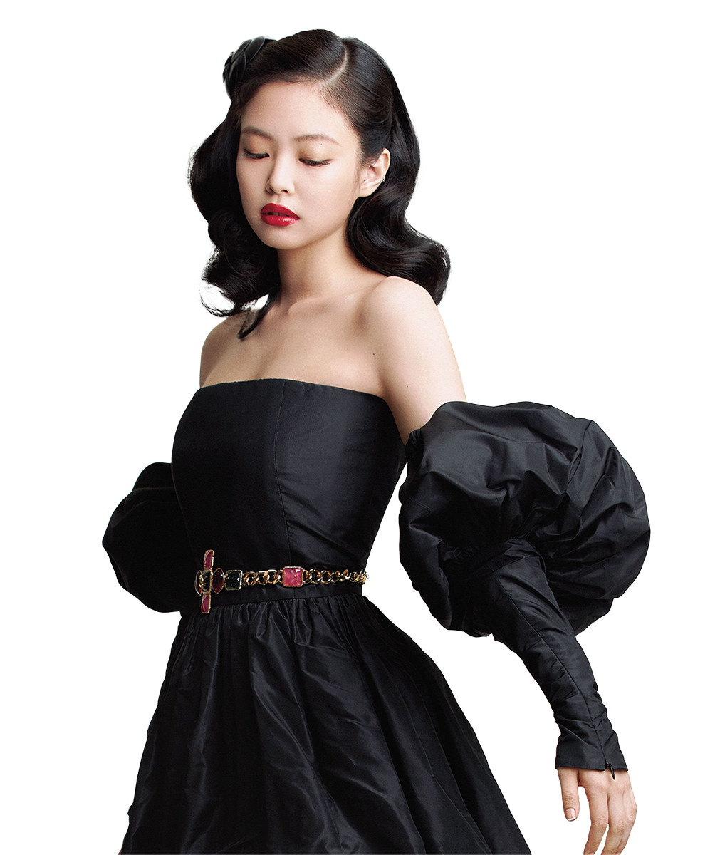 Jennie Kim wearing black dress png