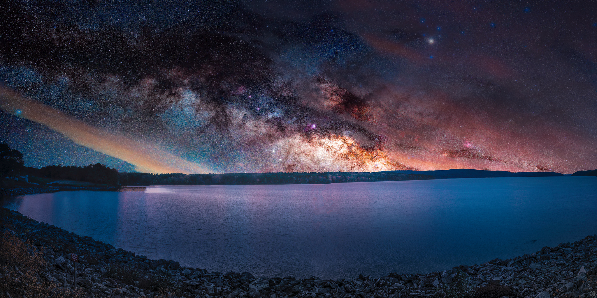 Colorful Sky Stars Landscape Sea