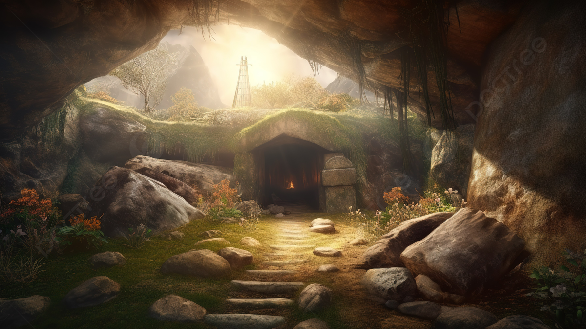 Fantasy Cave With The Sun Shining