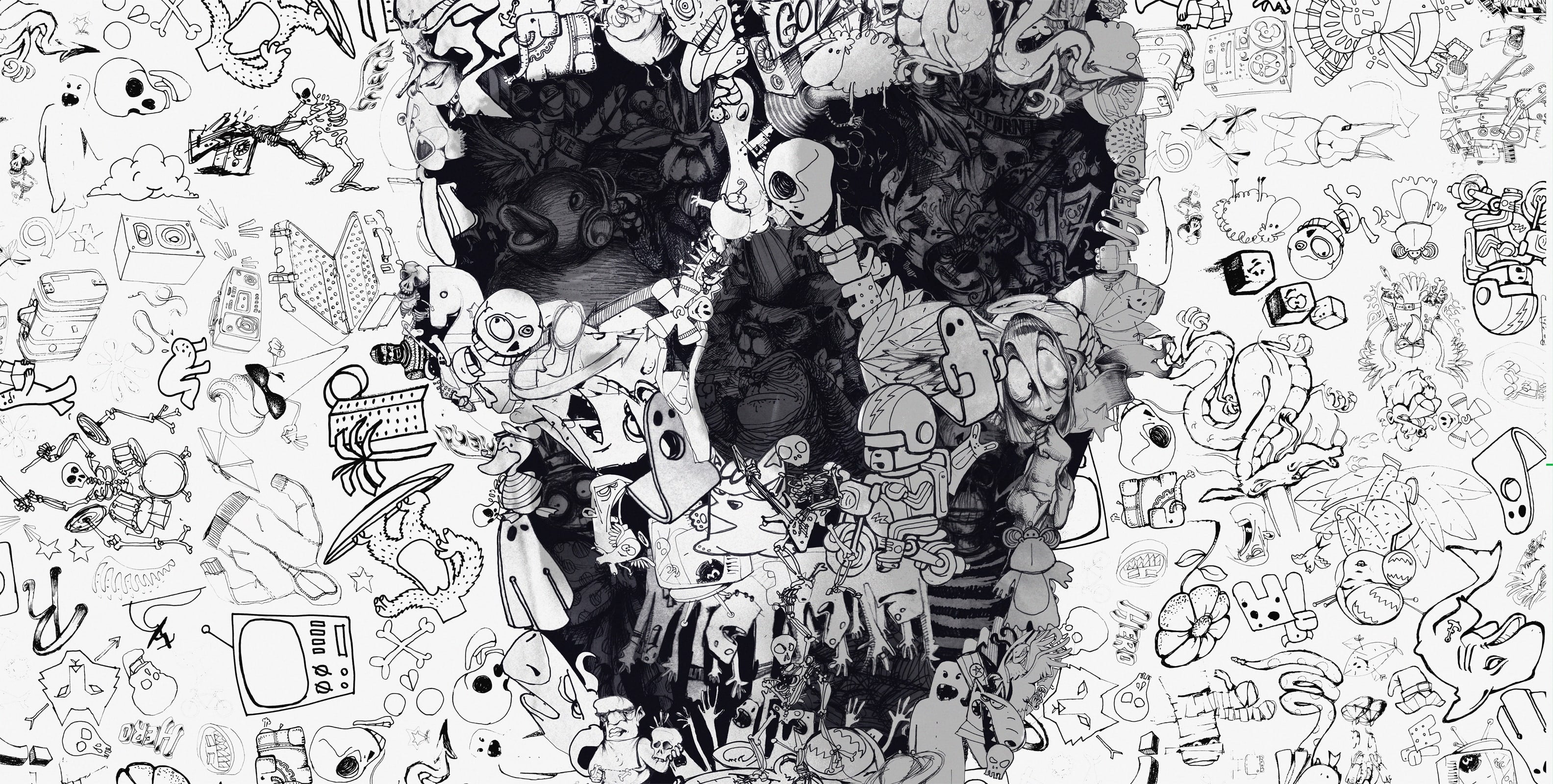 Doodle Skull Wall Mural