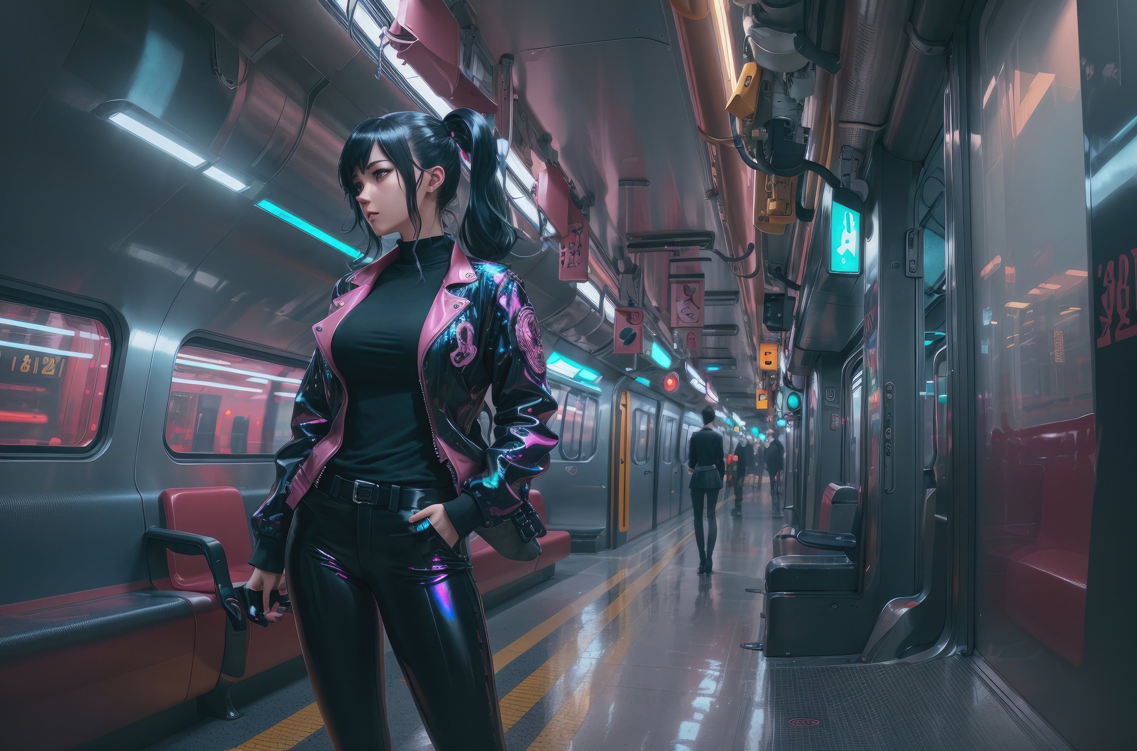 Cyber Girl In Train Wallpaper, HD Artist