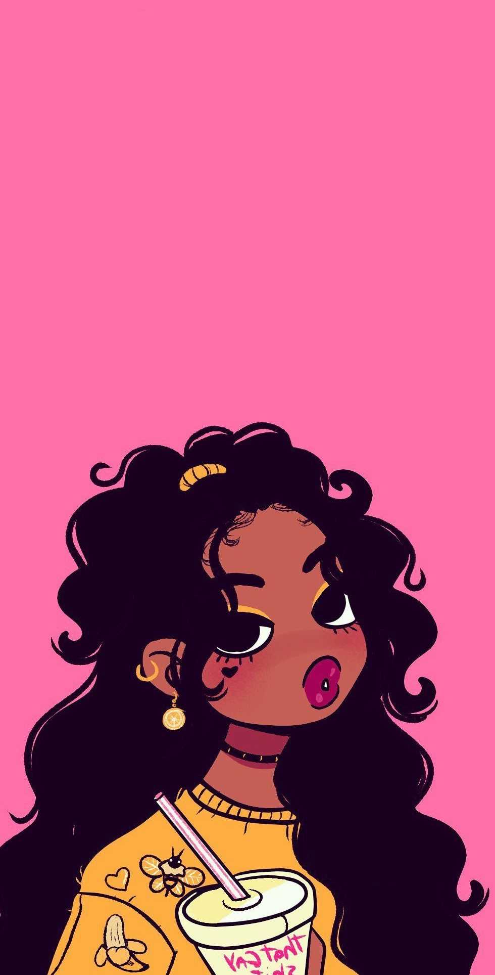 Black Girl Cartoon Wallpaper
