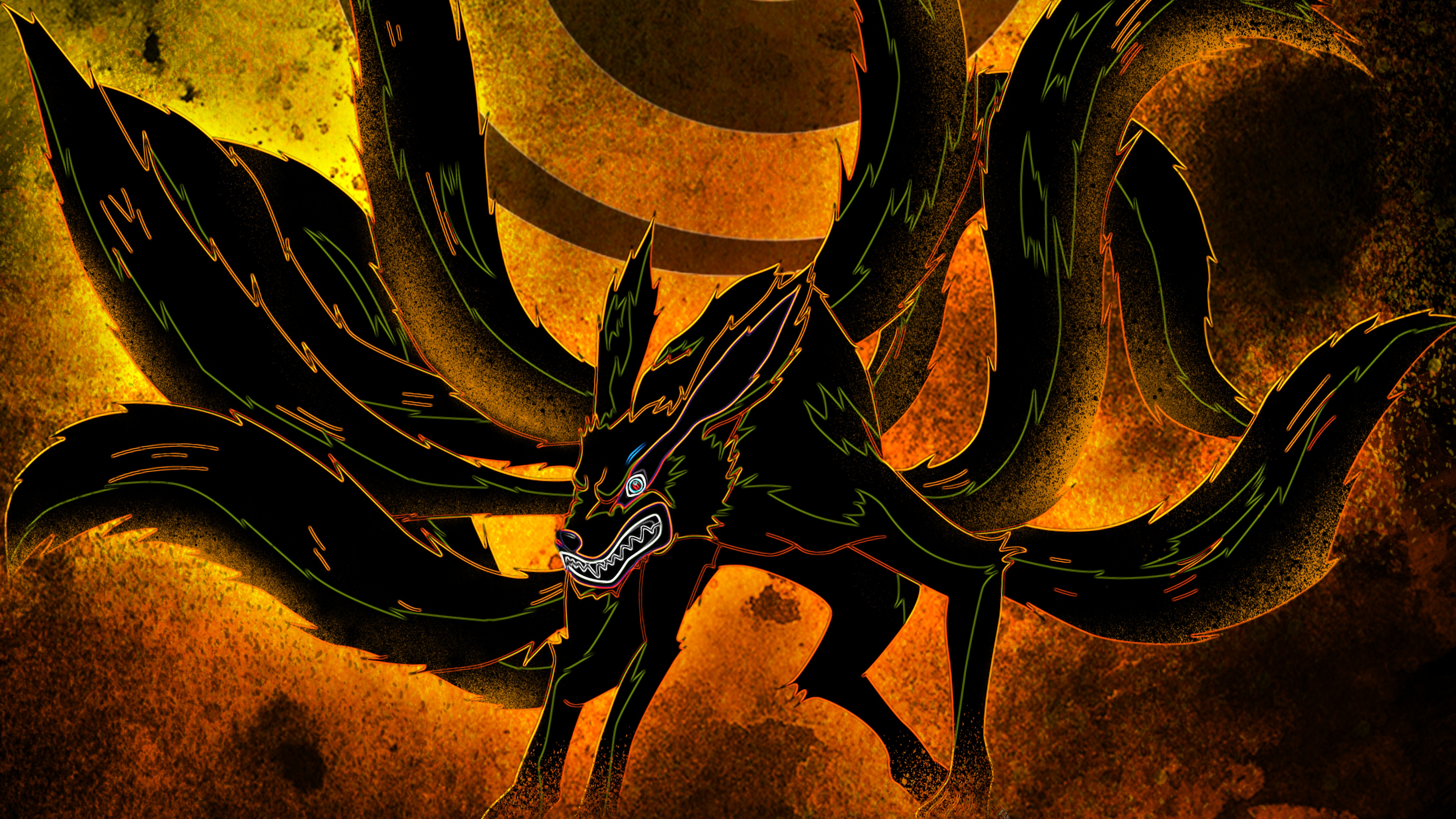 Nine tailed fox Wallpaper 4K, Naruto