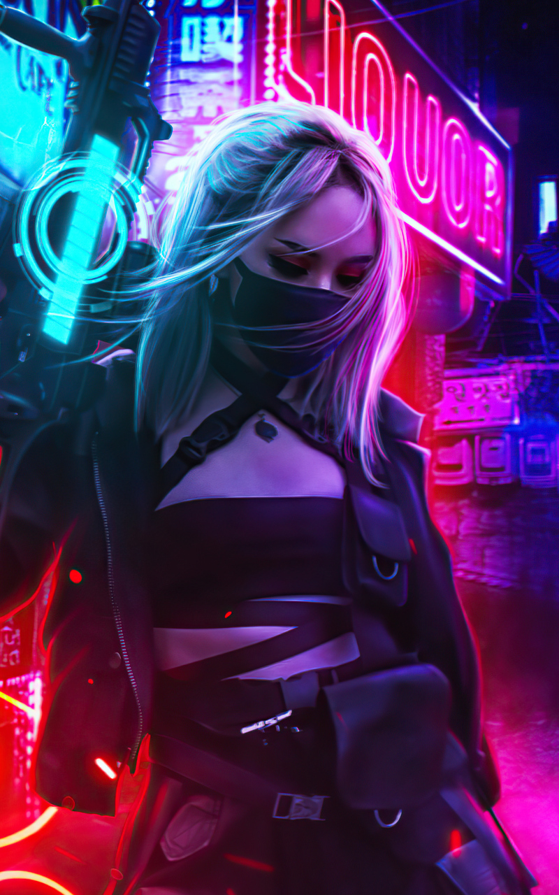 Cyberpunk Girl In Neon Mode 5k