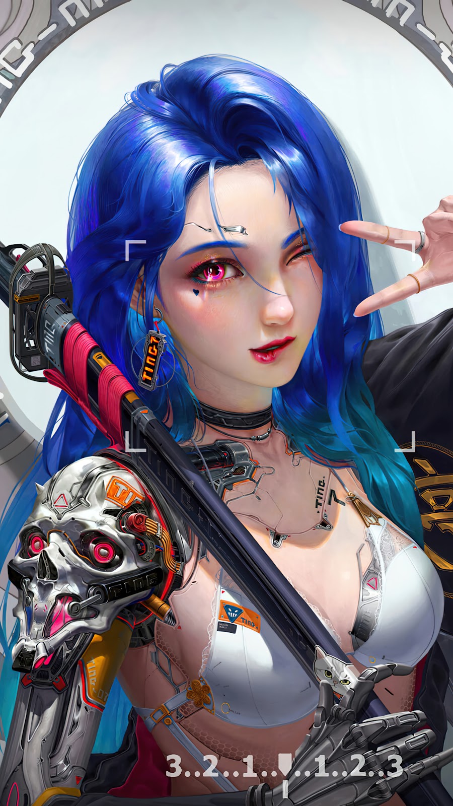 Cyberpunk Girl Samurai 4K Mobile