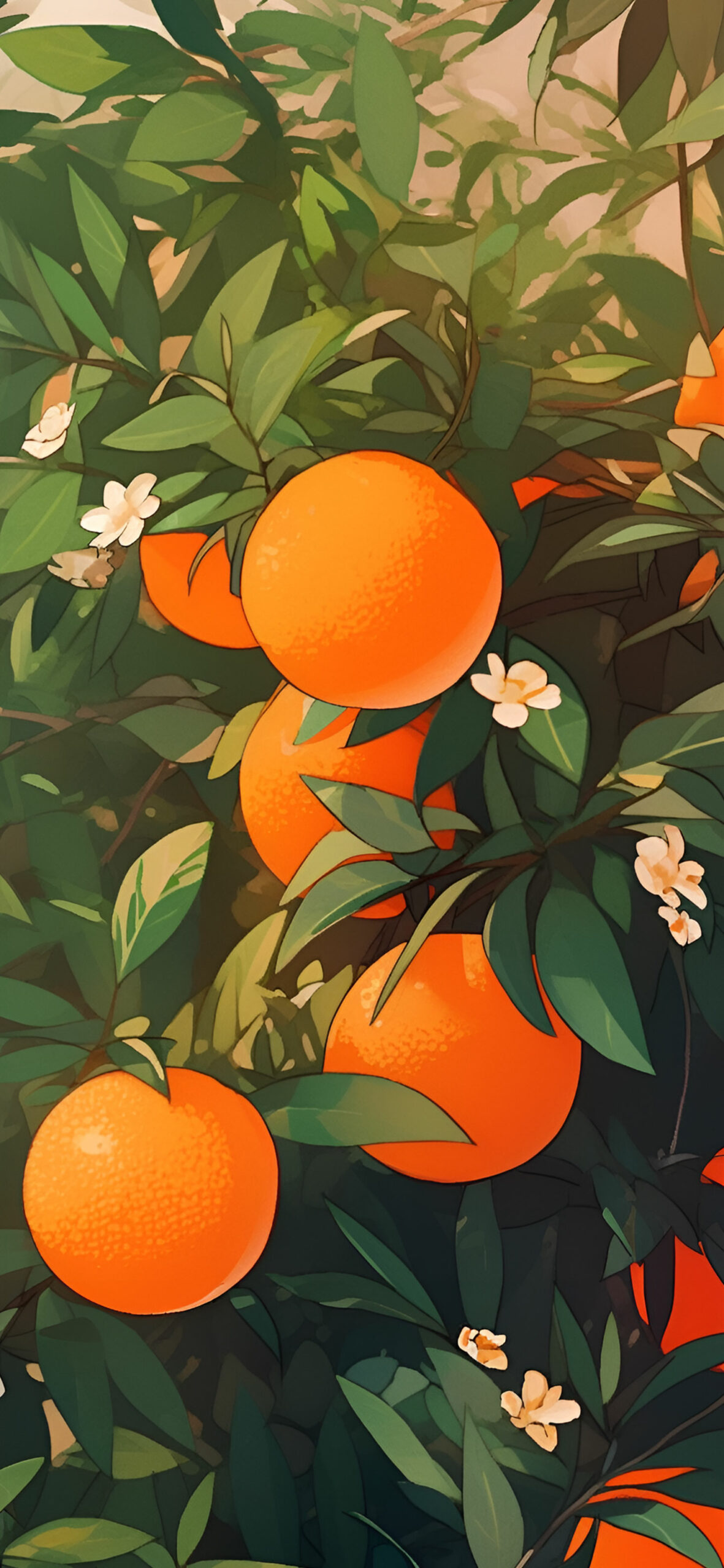Beautiful Orange Tree Art Wallpaper