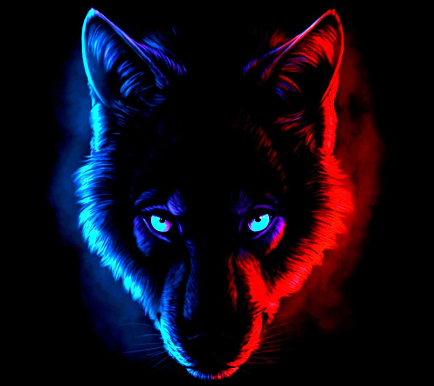 Red And Blue Wolf Wallpaper