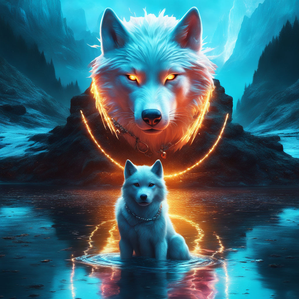 creative illustration of two wolves