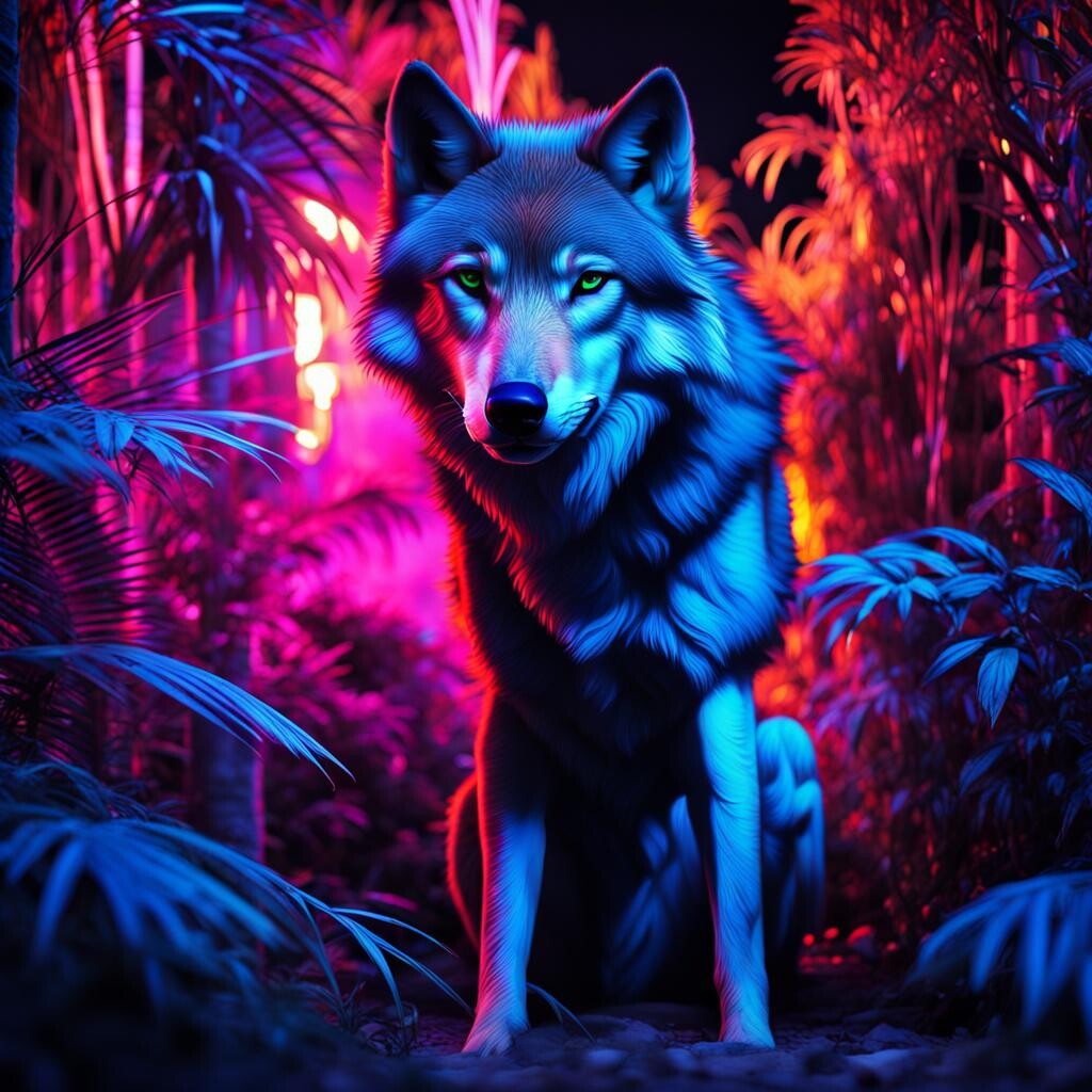 Wolf Neon Art
