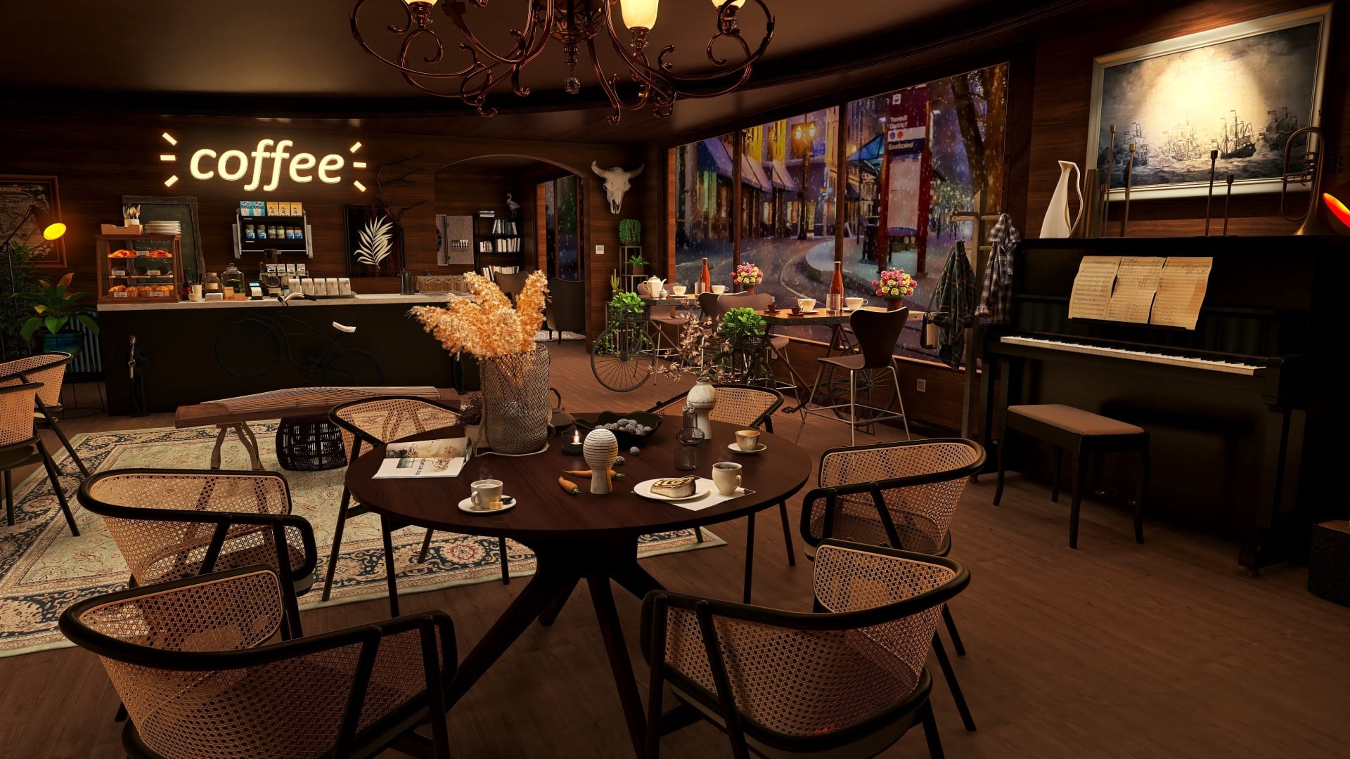 My Cozy Coffee Shop Design 1920x1080