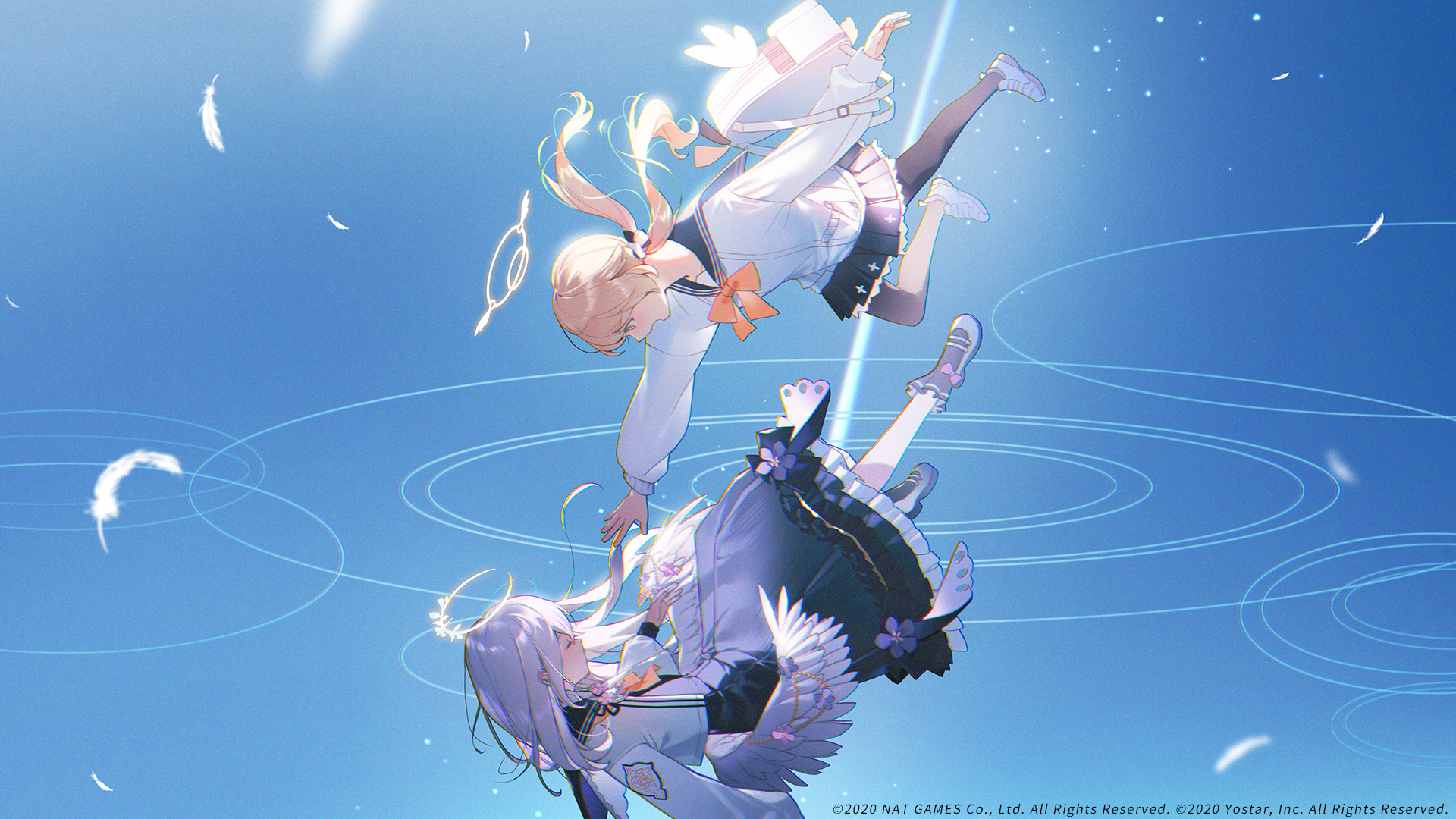 Archive, anime girls, feathers, nimbus