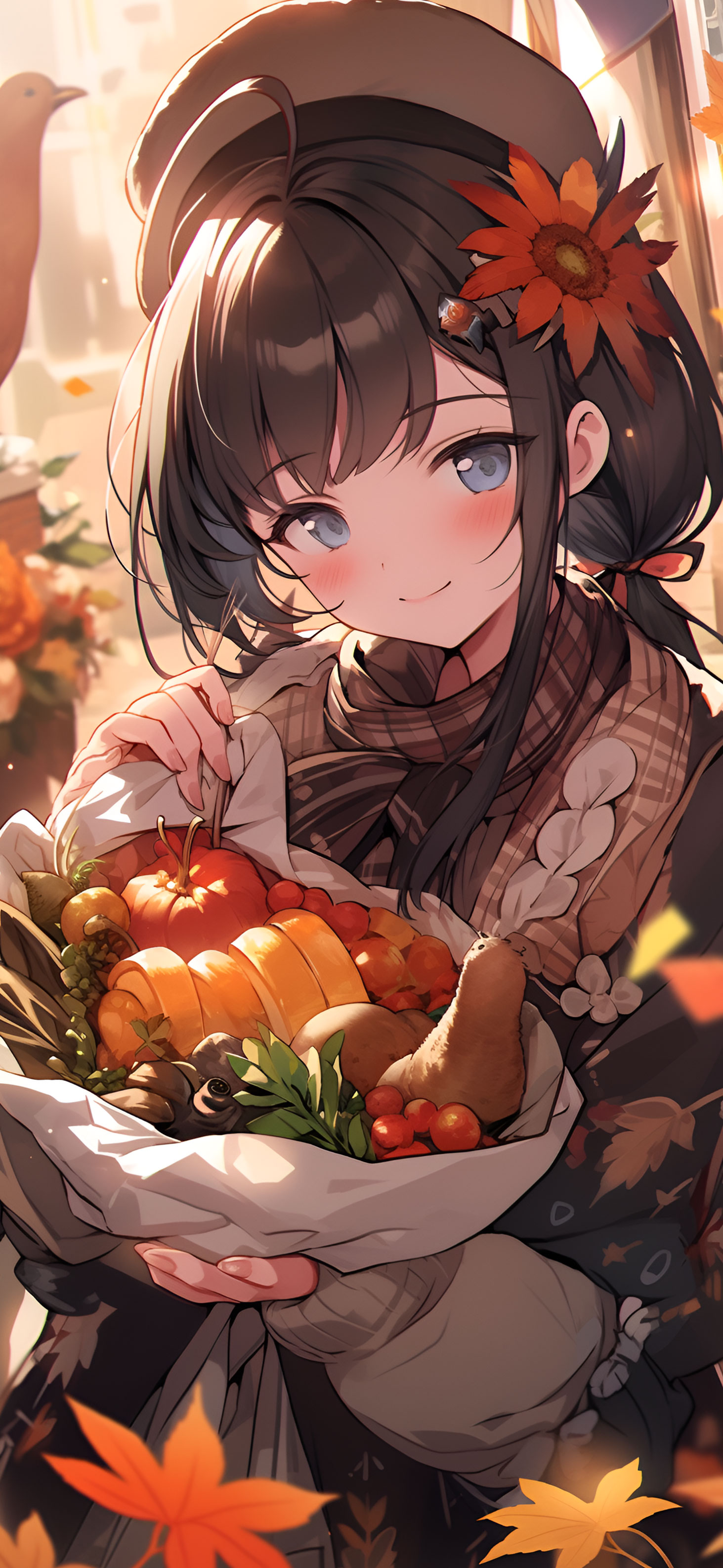 Anime Girl with Autumn Harvest Wallpaper Girl Wallpaper