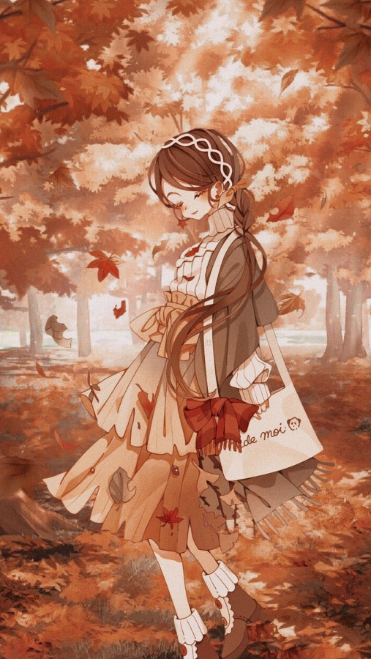 Autumn cute anime girl Aesthetic