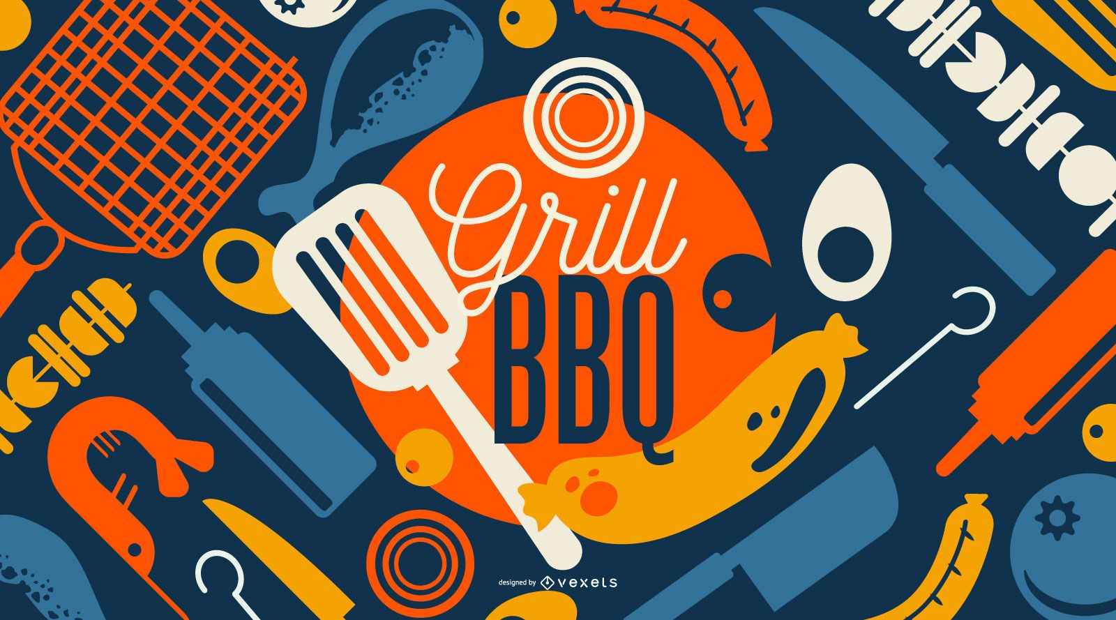 Grill BBQ Wallpaper Design Vector Download