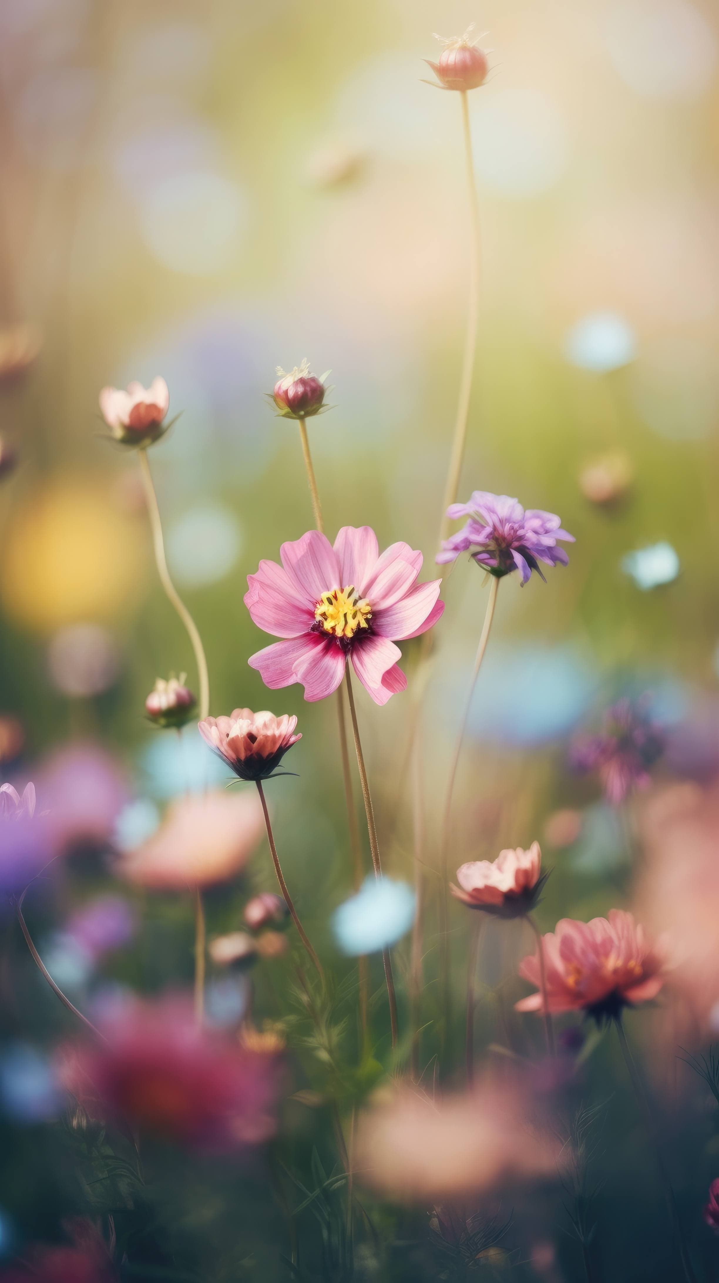 magical garden filled with flowers in macro