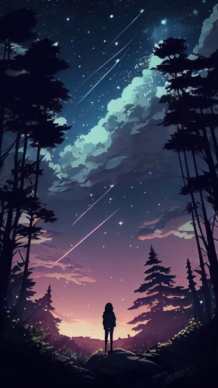 Night Sky From Forest IPhone Wallpaper