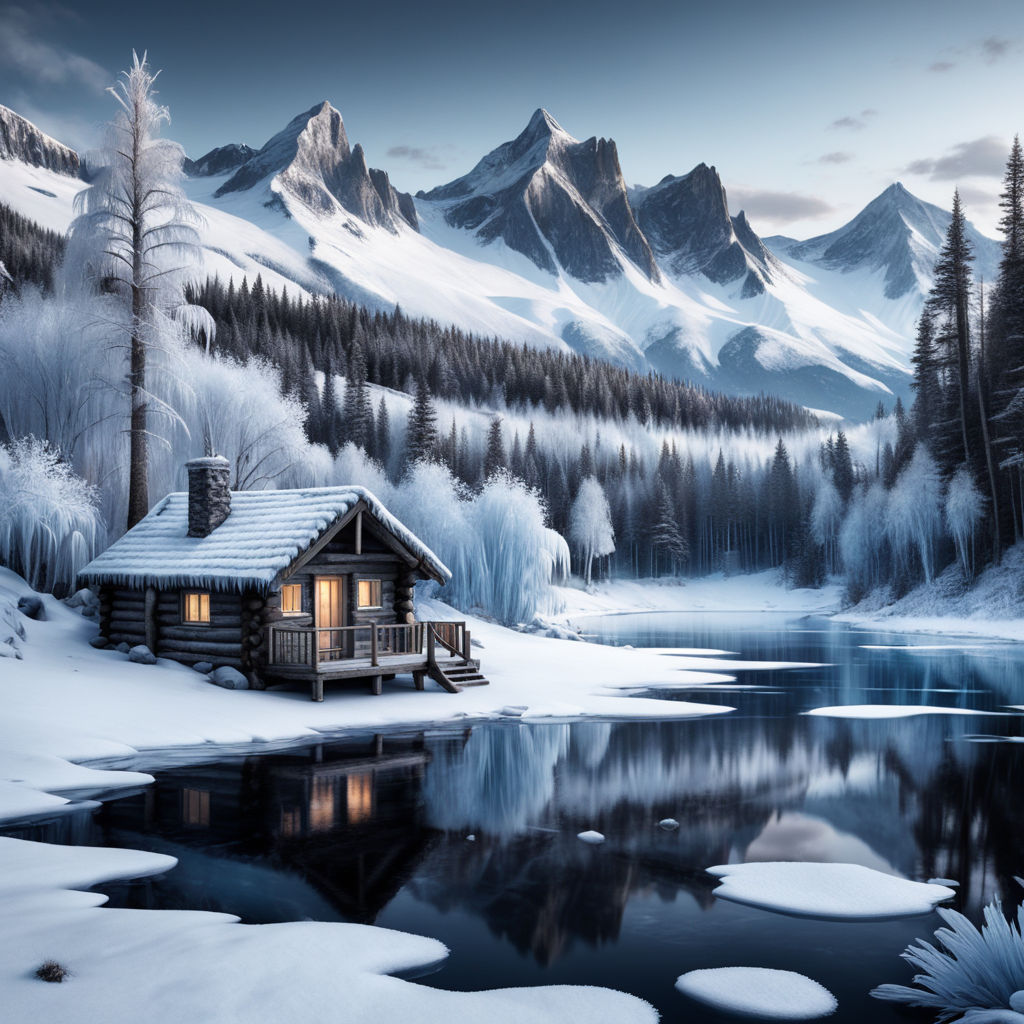 frozen lake in the winter