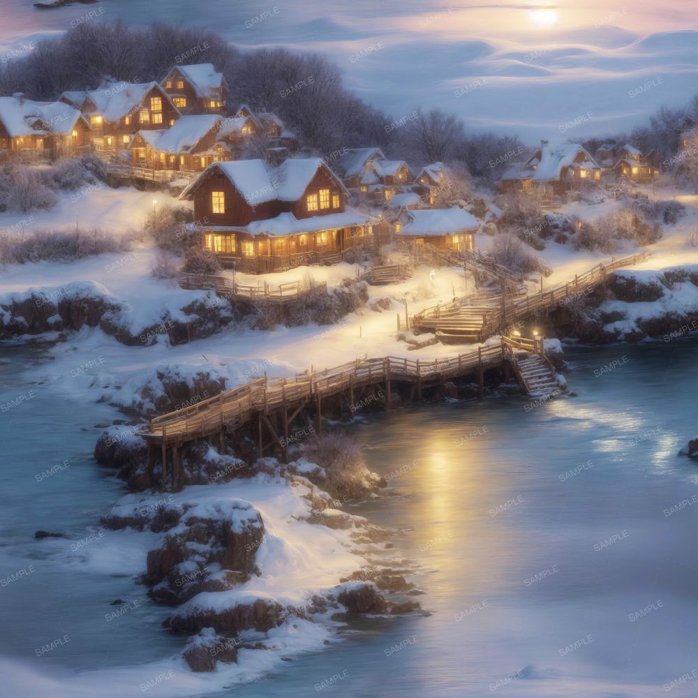 Winter Cabins on the Lake