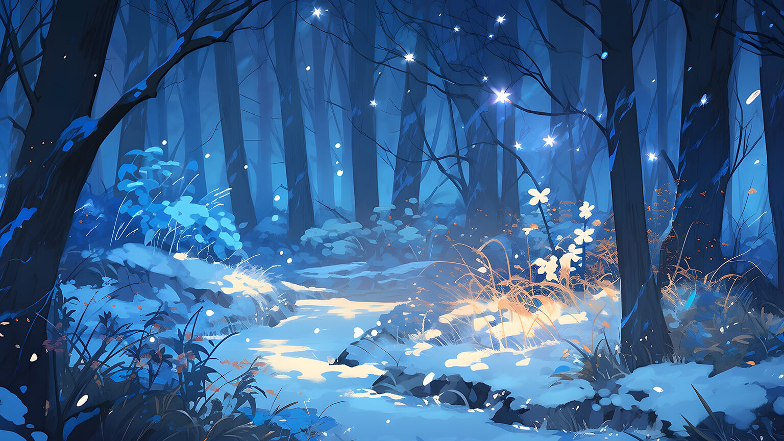 Night Winter Desktop Wallpapers Wallpaper Cave