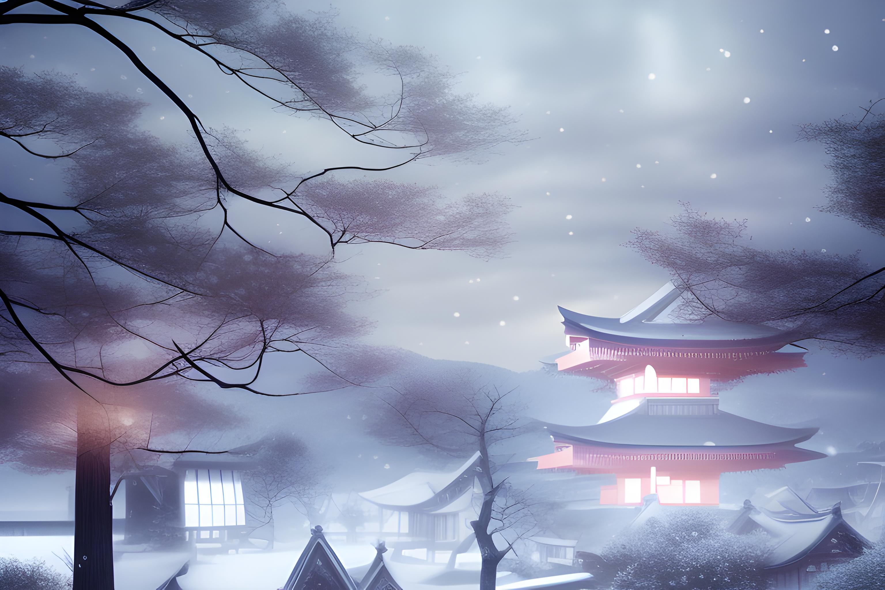 aesthetic winter japanese village