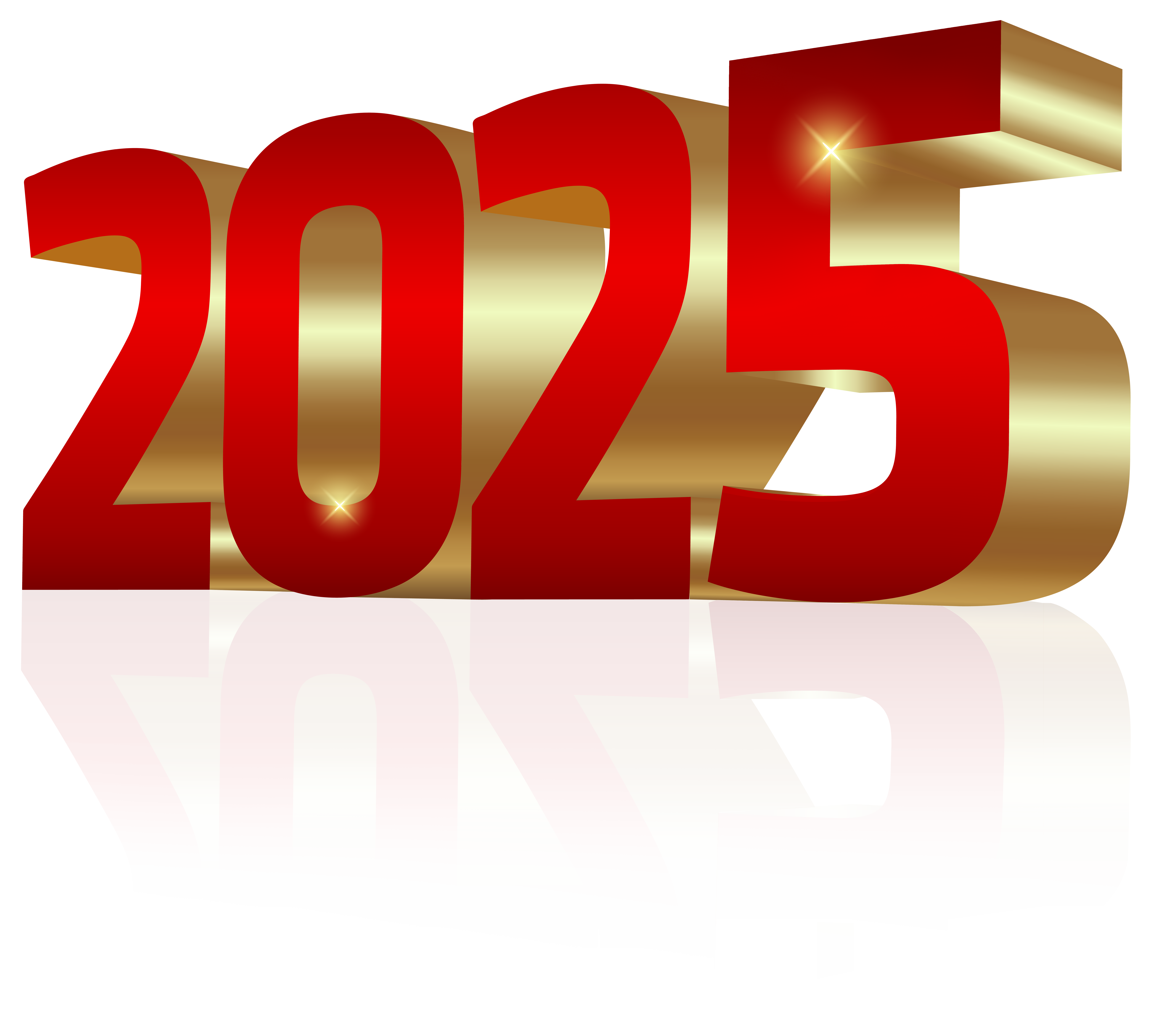 2025 Red Gold 3D PNG Clipart​