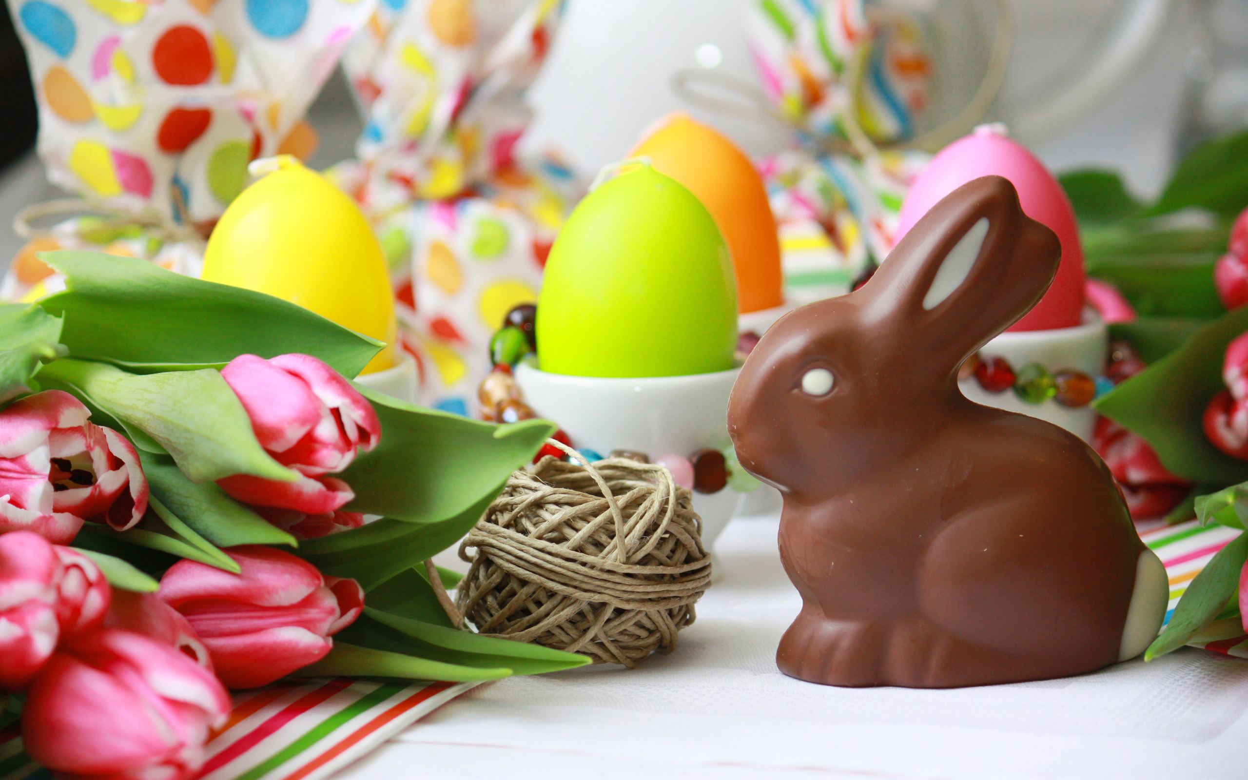 Easter Background with Eggs Choco Bunny