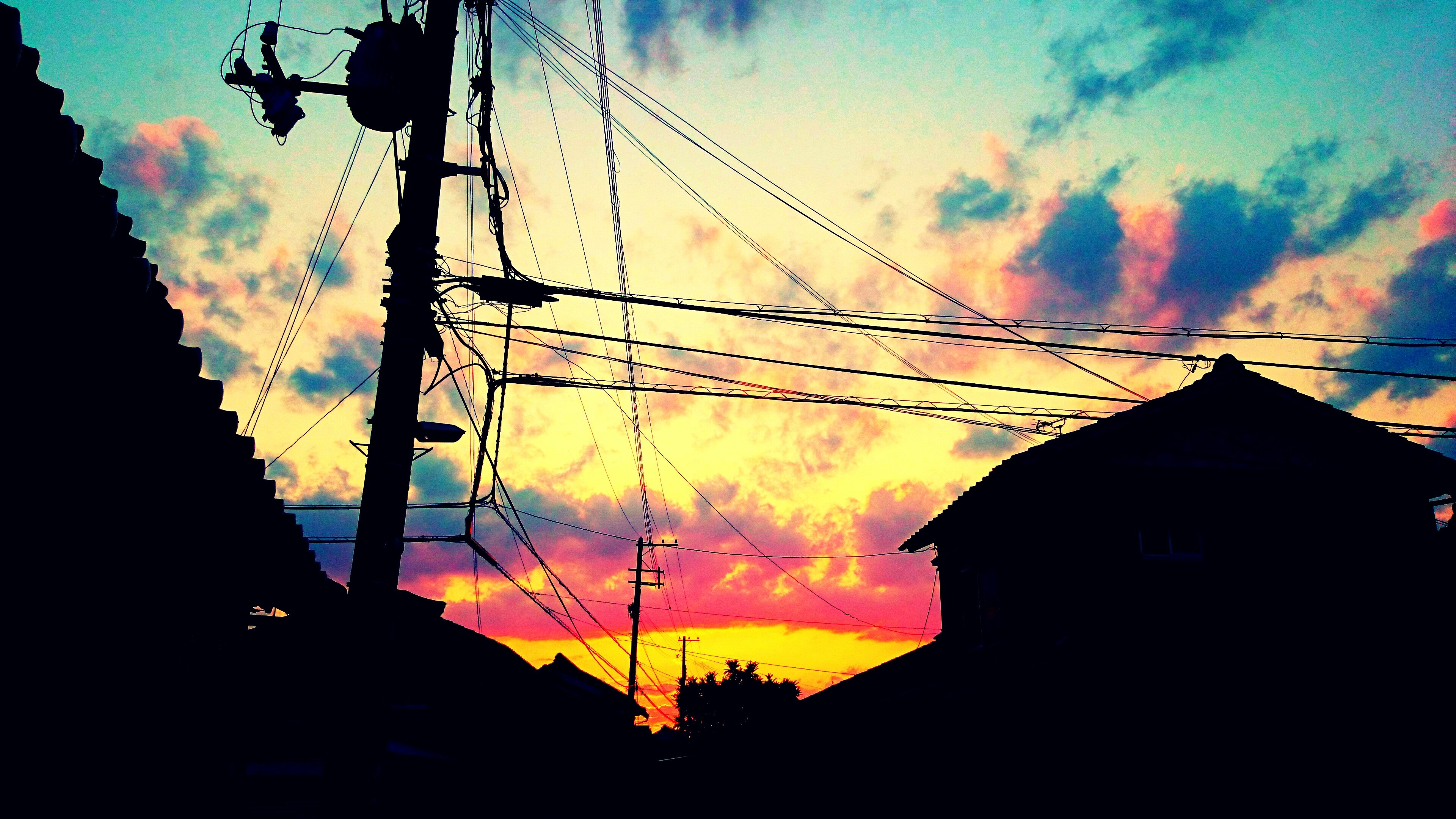 Anime sky cloud sunset sun light blue pink wallpaperx2160