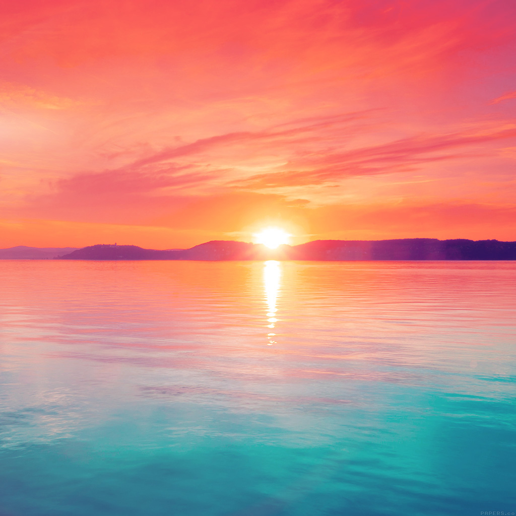Android wallpaper. sunset night lake water sky red flare