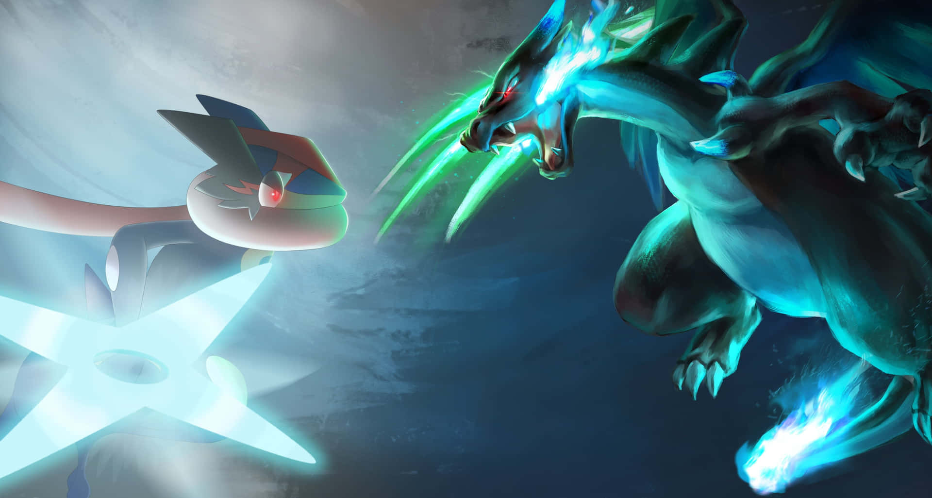 Download Greninja And Charizard Pokemon Battle Background