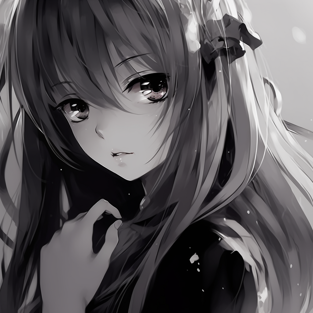 Black and White Anime Girl Portrait pfp girl in black and white Chest Image Hosting And Sharing Made Easy