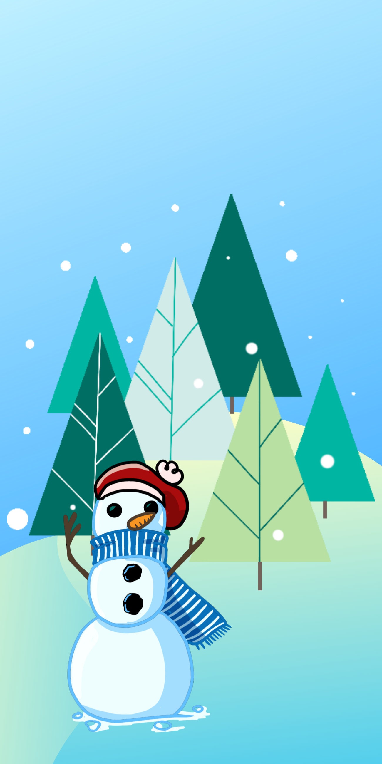 Snowman Winter Forest Animated Digital
