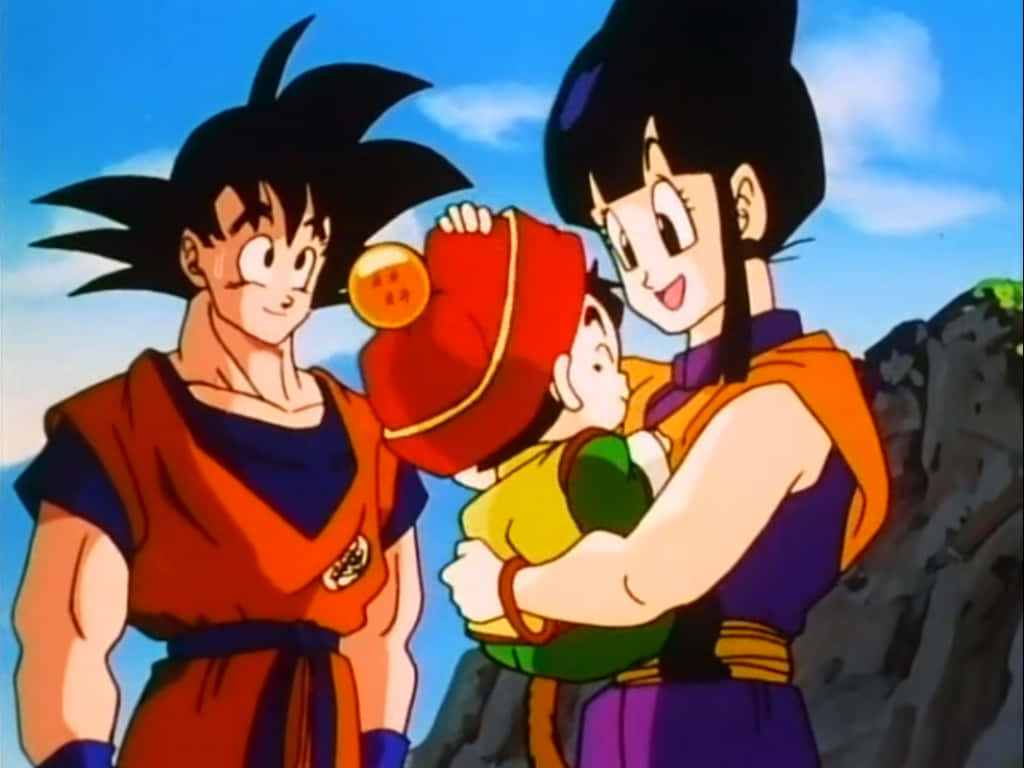 Download Goku and Chichi celebrate their love for each other. Wallpaper