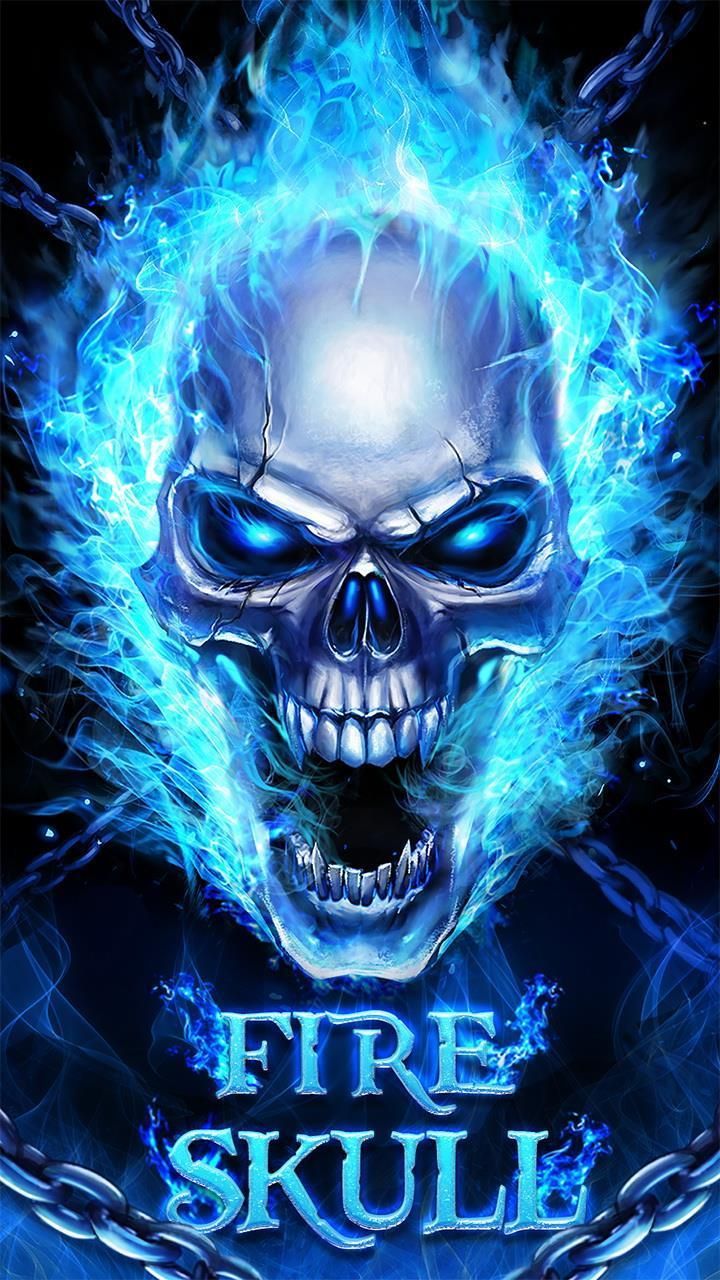 Blue Fire Skull Wallpaper 10