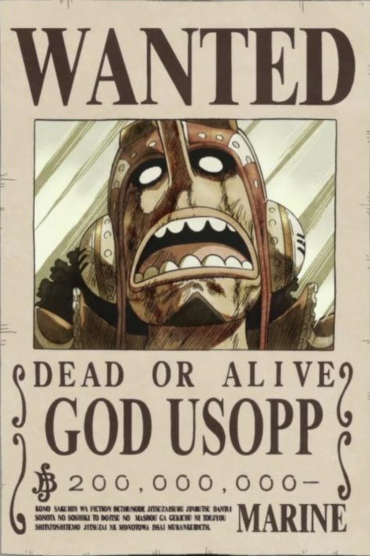 Usopp's Wanted Poster, Usopp's bounty. One piece bounties, One piece comic, One piece ace